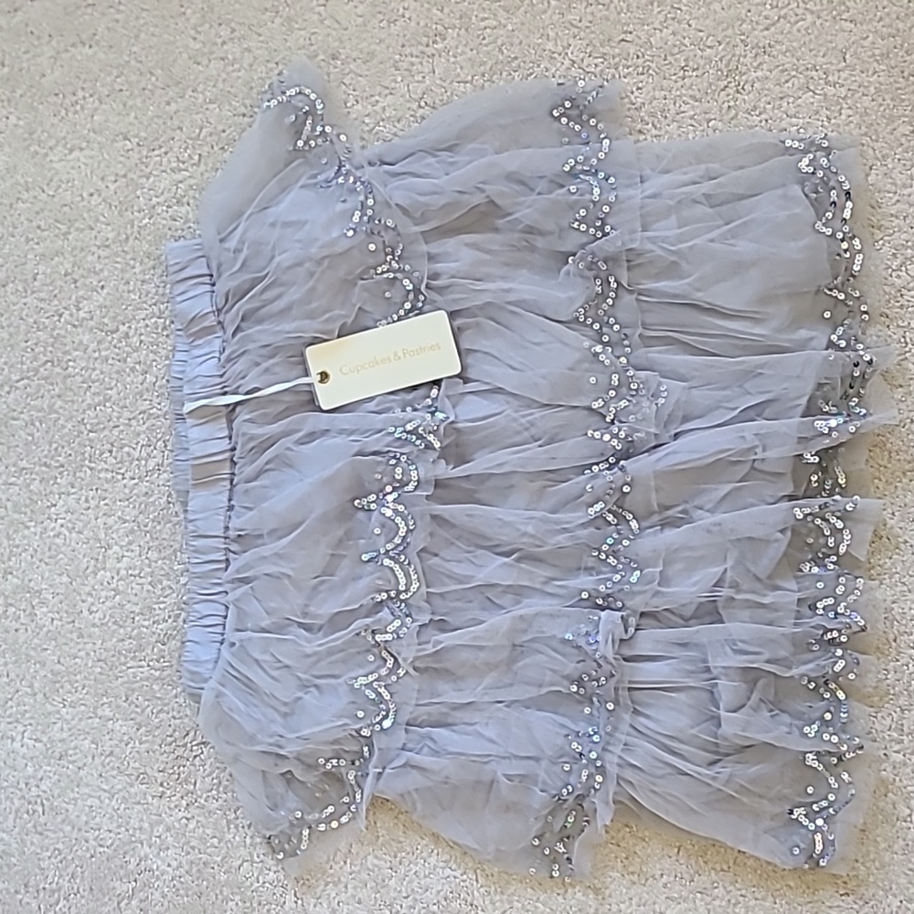 Girls Cupcakes & Pastries silver sequin skirt size 14